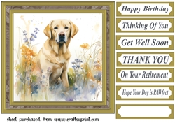 Yellow floral Labrador card front 3
