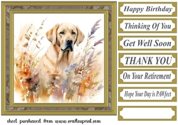 Yellow floral Labrador card front 4