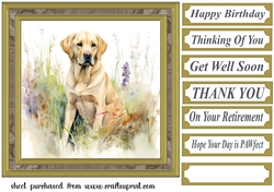 Yellow floral Labrador card front 5