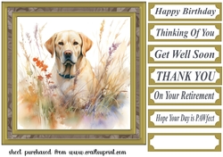 Yellow floral Labrador card front 7