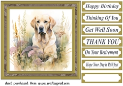 Yellow floral Labrador card front 9