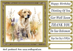 Yellow floral Labrador card front 11
