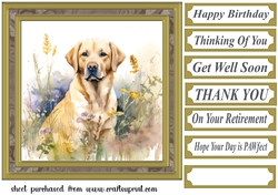 Yellow floral Labrador card front 12