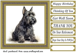 Gold framed Scottish terrier card front 1