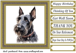 Gold framed Scottish terrier card front 2