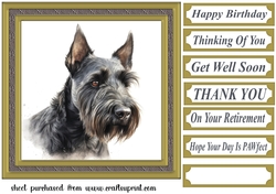 Gold framed Scottish terrier card front 3