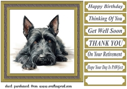Gold framed Scottish terrier card front 4