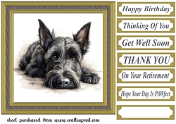 Gold framed Scottish terrier card front 5