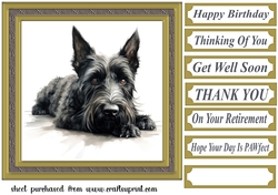 Gold framed Scottish terrier card front 6