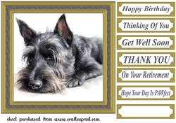 Gold framed Scottish terrier card front 7