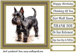Gold framed Scottish terrier card front 8