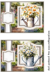 2 Daisy watering can card fronts/toppers(5x7 aprox) 2