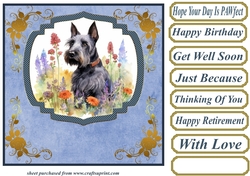 Floral Scottish terrier card front (N) 3