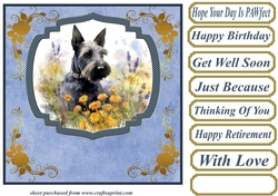 Floral Scottish terrier card front (N) 5