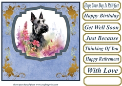 Floral Scottish terrier card front (N) 6