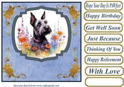 Floral Scottish terrier card front (N) 7
