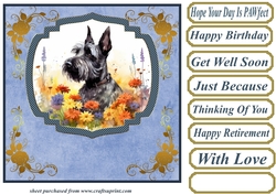 Floral Scottish terrier card front (N) 9