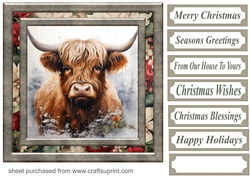 Christmas Highland cow card front 7