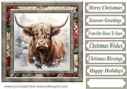 Christmas Highland cow card front 8