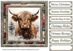 Christmas Highland cow card front 10
