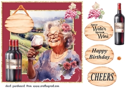 Female vineyard Birthday card front 2