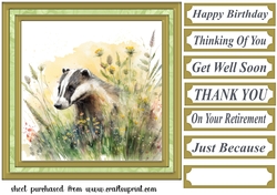 Floral badger card front 1