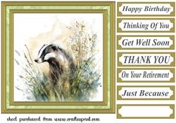 Floral badger card front 2