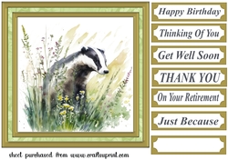 Floral badger card front 3