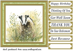 Floral badger card front 4