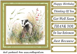 Floral badger card front 5