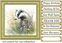 Floral badger card front 6