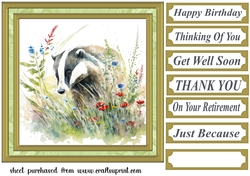 Floral badger card front 7