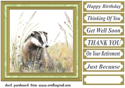 Floral badger card front 8