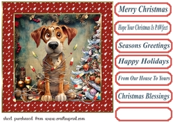 Christmas pooch in a tangle card front 10