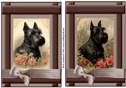 2 Vintage floral Scottish terrier card fronts 1
