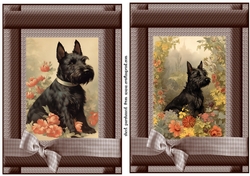 2 Vintage floral Scottish terrier card fronts 2