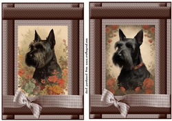 2 Vintage floral Scottish terrier card fronts 3
