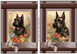 2 Vintage floral Scottish terrier card fronts 4