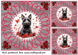 3 Rose and diamond Scottish terrier card fronts/toppers 1