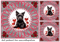 3 Rose and diamond Scottish terrier card fronts/toppers 2
