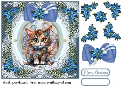 Kitty in a Christmas tangle card front 8