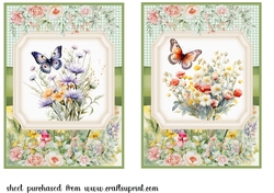 2 Floral butterfly card fronts(5x7 aprox) 6