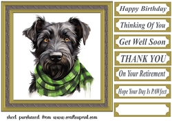 Tartan scarf Scottish terrier card front 2