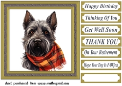 Tartan scarf Scottish terrier card front 9