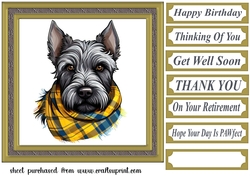 Tartan scarf Scottish terrier card front 12