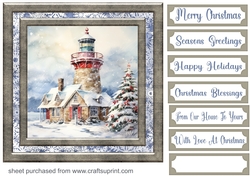 Christmas lighthouse card front 11