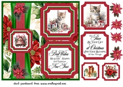 2 Panel Christmas kitten card front 1