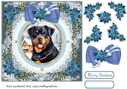 Blue Christmas dog card front 5