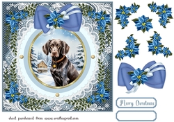 Blue Christmas dog card front 8