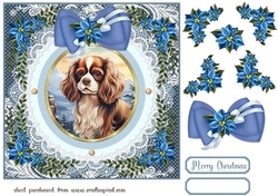 Blue Christmas dog card front 12